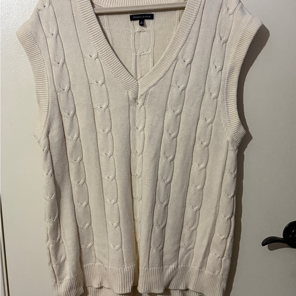 Kendall & Kylie Cream Knit Sweater Vest